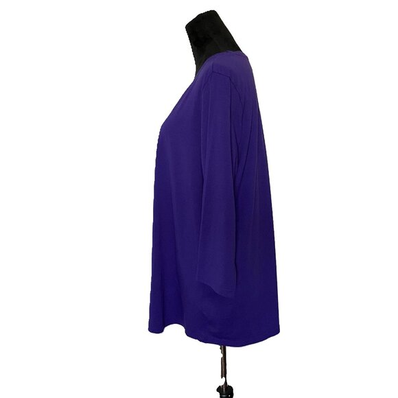 LOGO 1X Purple Cotton Modal 3/4 length sleeve Top - Picture 7 of 11
